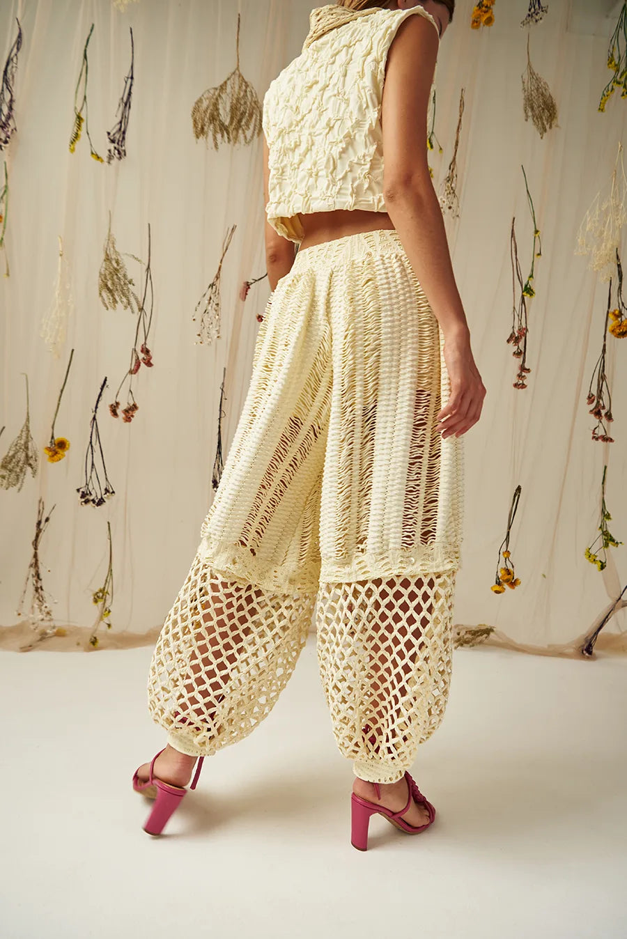 PEACE & LOVE VEST IN BUTTER & FLOWER DANCE PANTS IN BUTTER