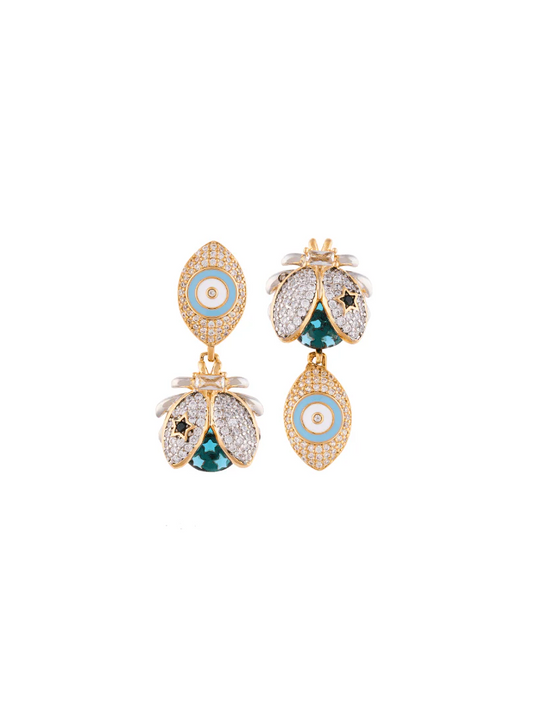 CATARINA NILO AQUA EVIL EYE EARRINGS