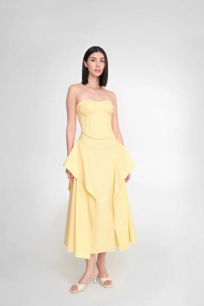 RASTRO CROP TOP Y MEMORIA MIDI SKIRT