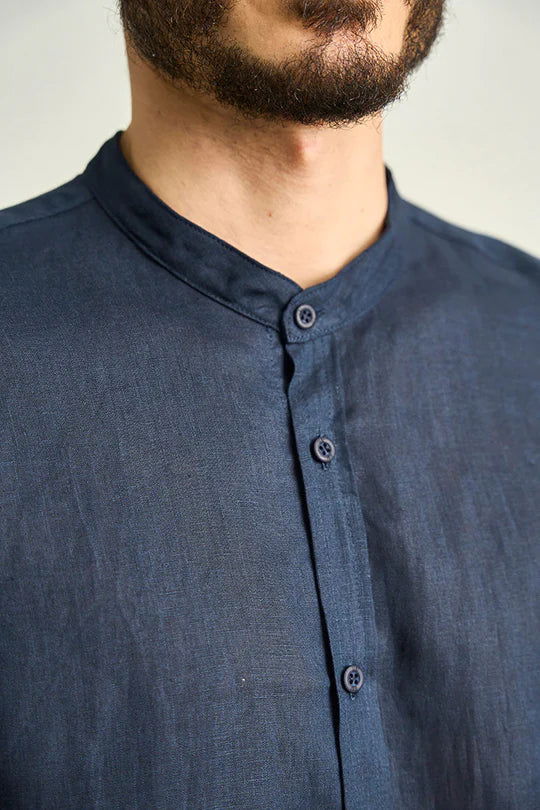 CAMISA DE LINO MANGA LARGA SIN CUELLO - BAIA