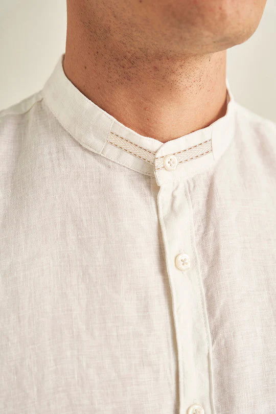 CAMISA DE LINO MANGA LARGA SIN CUELLO - BAIA