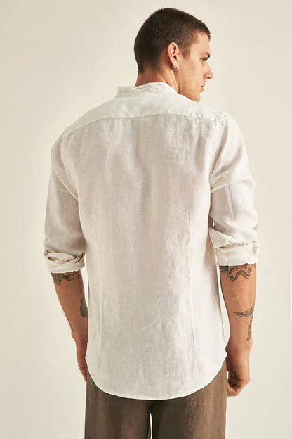 CAMISA DE LINO MANGA LARGA SIN CUELLO - BAIA