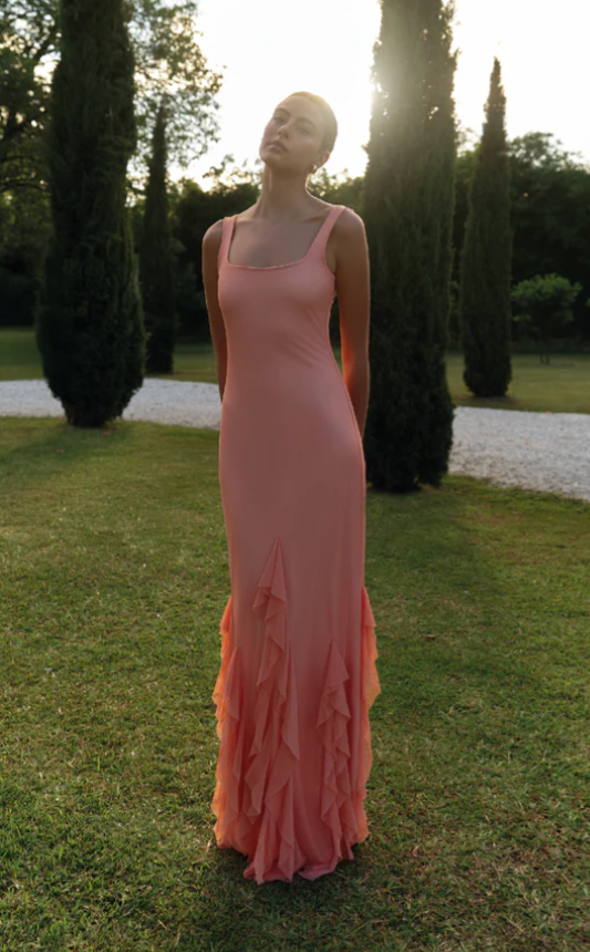 RADIANT PEACH LONG DRESS