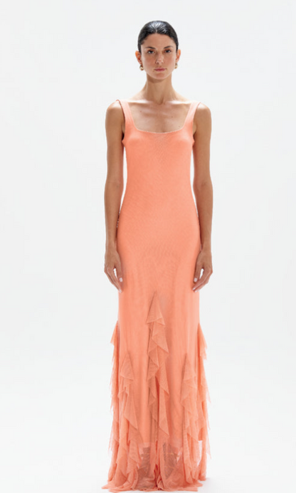 RADIANT PEACH LONG DRESS