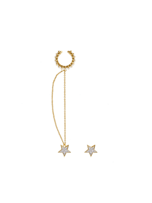 EAR CUFF BAGUETTE CHAIN MIMOSA CRISTAL