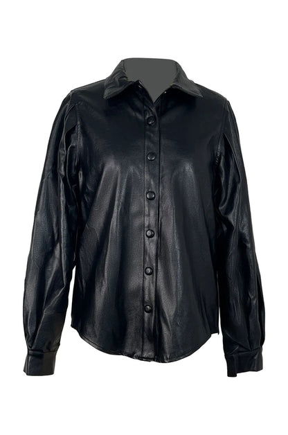 LEATHER BALLON BLOUSE - BAIA