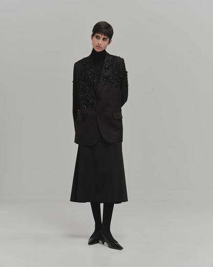 SAUCE BLAZER, OLMO BODYSUIT, PISTILO MIDI SKIRT Y VERBENA LEGGINS