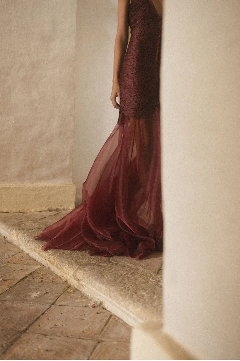 NOSTALGIA DRESS BURGUNDY
