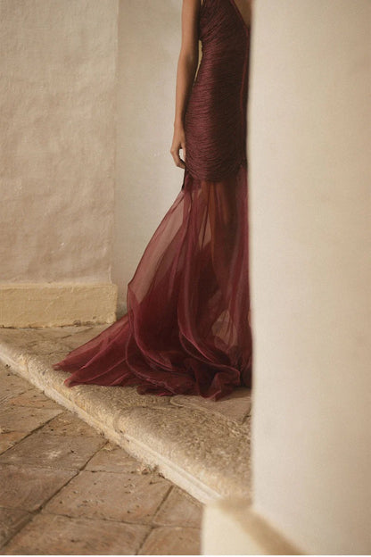 NOSTALGIA DRESS BURGUNDY