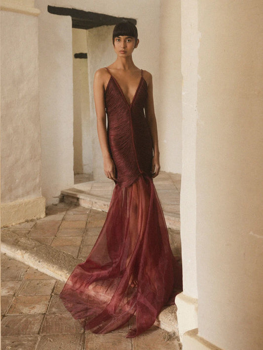 NOSTALGIA DRESS BURGUNDY