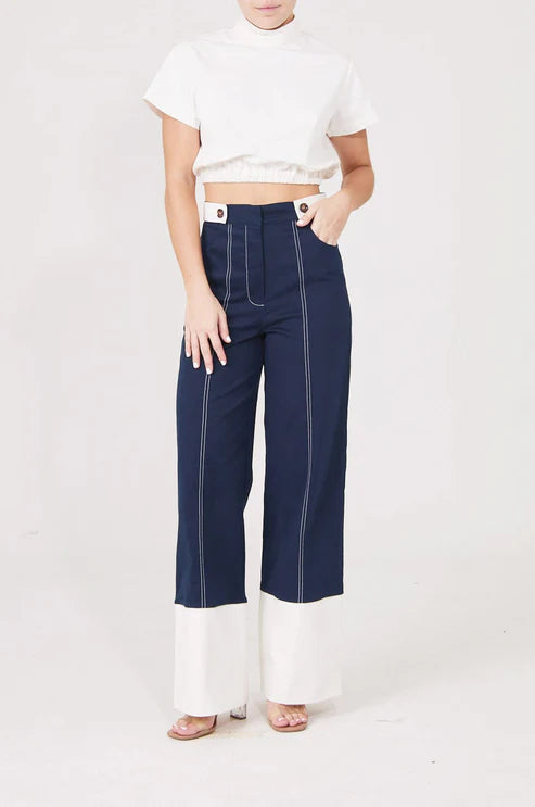 THE TOP MILAN & FARRAH NAVY PANT SET