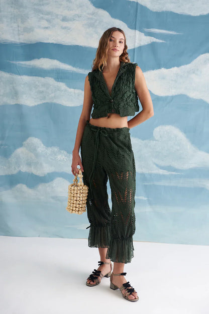 PEACE & LOVE VEST IN GREEN & ROMANCE DANCE AFFAIR PANT IN GREEN