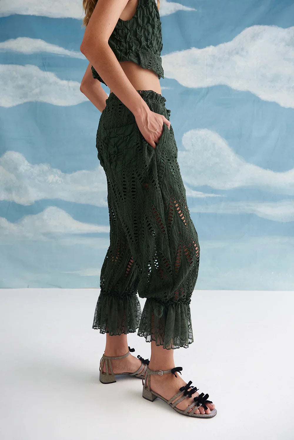 PEACE & LOVE VEST IN GREEN & ROMANCE DANCE AFFAIR PANT IN GREEN