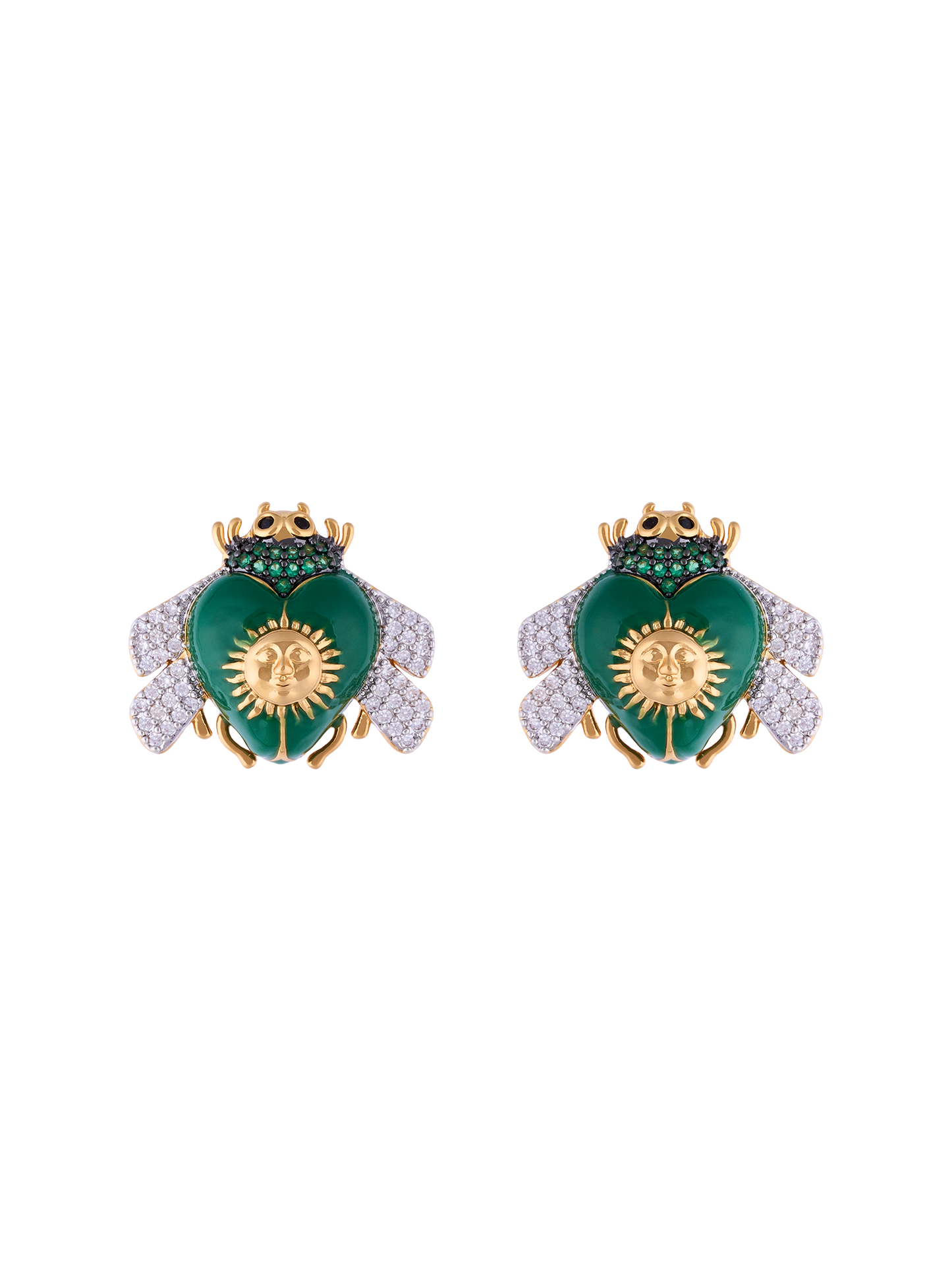 SUNSET EMERALD MINI BEE STUD EARRING GREEN