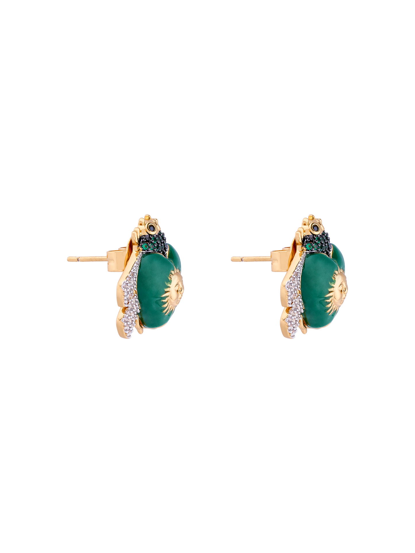 SUNSET EMERALD MINI BEE STUD EARRING GREEN