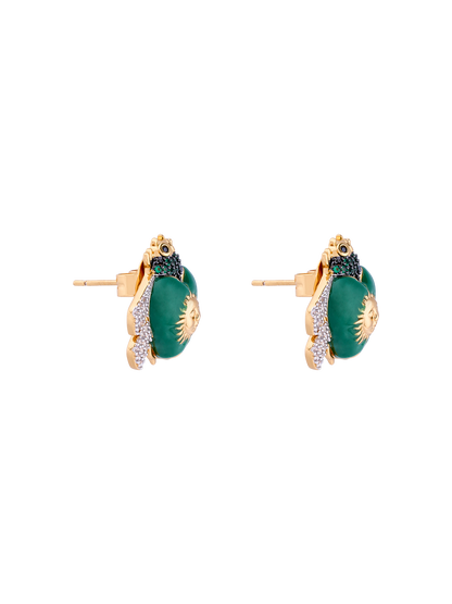 SUNSET EMERALD MINI BEE STUD EARRING GREEN