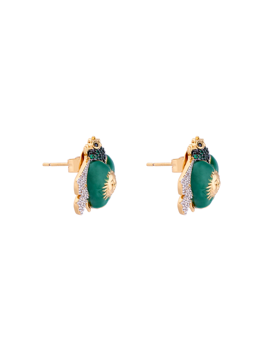 SUNSET EMERALD MINI BEE STUD EARRING GREEN