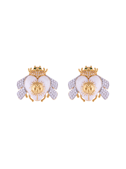 SUNSET NACRE MINI BEE STUD EARRINGS PEARL