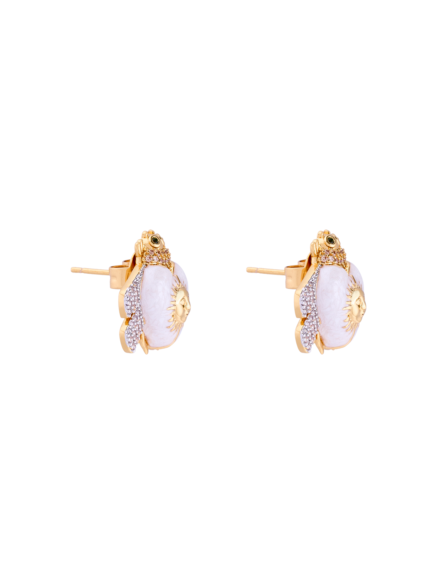 SUNSET NACRE MINI BEE STUD EARRINGS PEARL