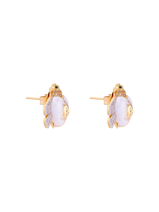SUNSET NACRE MINI BEE STUD EARRINGS PEARL