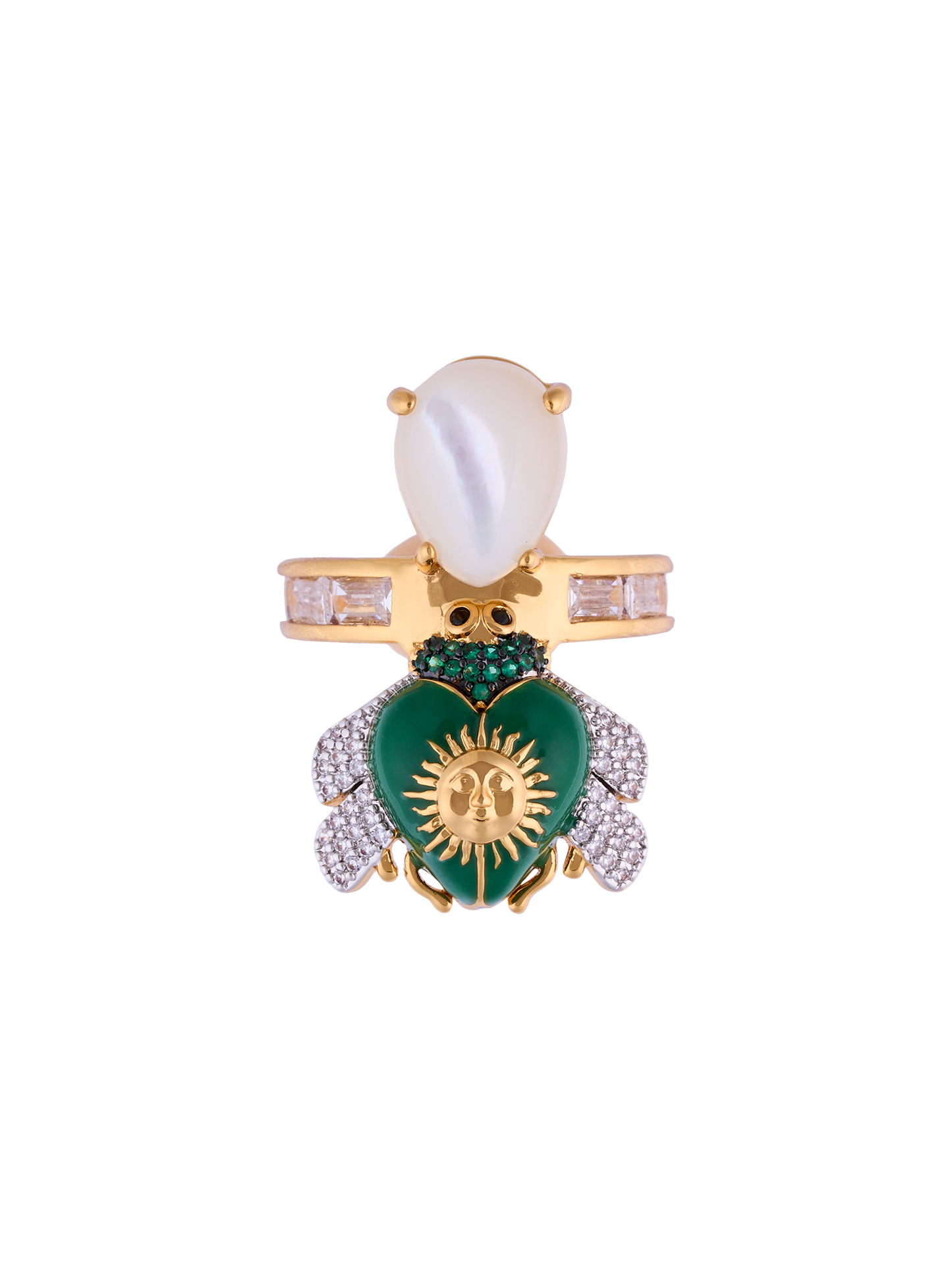 SUNSET EMERALD BEE RING
