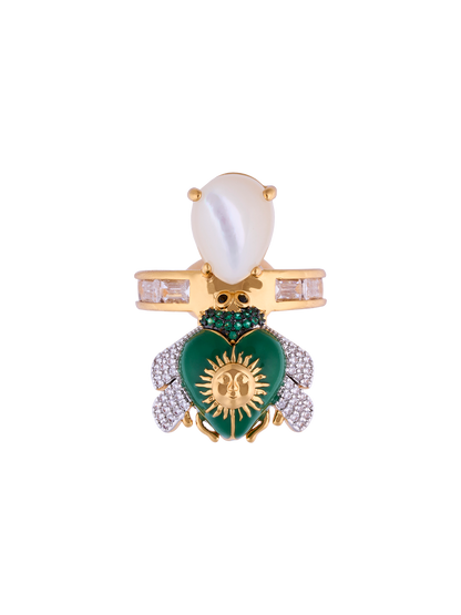 SUNSET EMERALD BEE RING