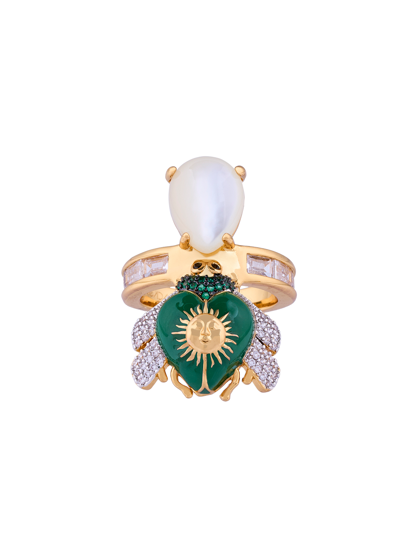 SUNSET EMERALD BEE RING