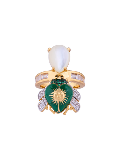 SUNSET EMERALD BEE RING