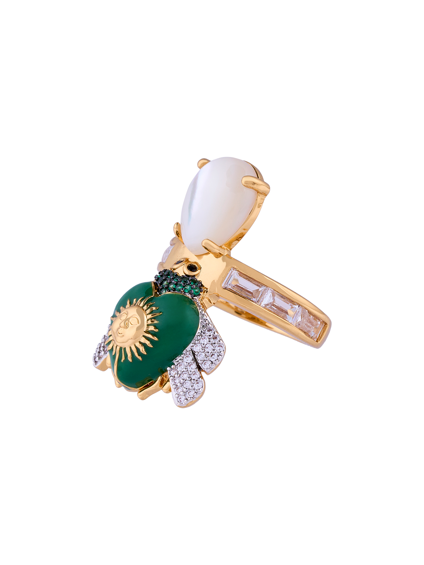 SUNSET EMERALD BEE RING