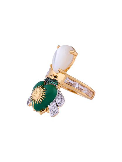 SUNSET EMERALD BEE RING