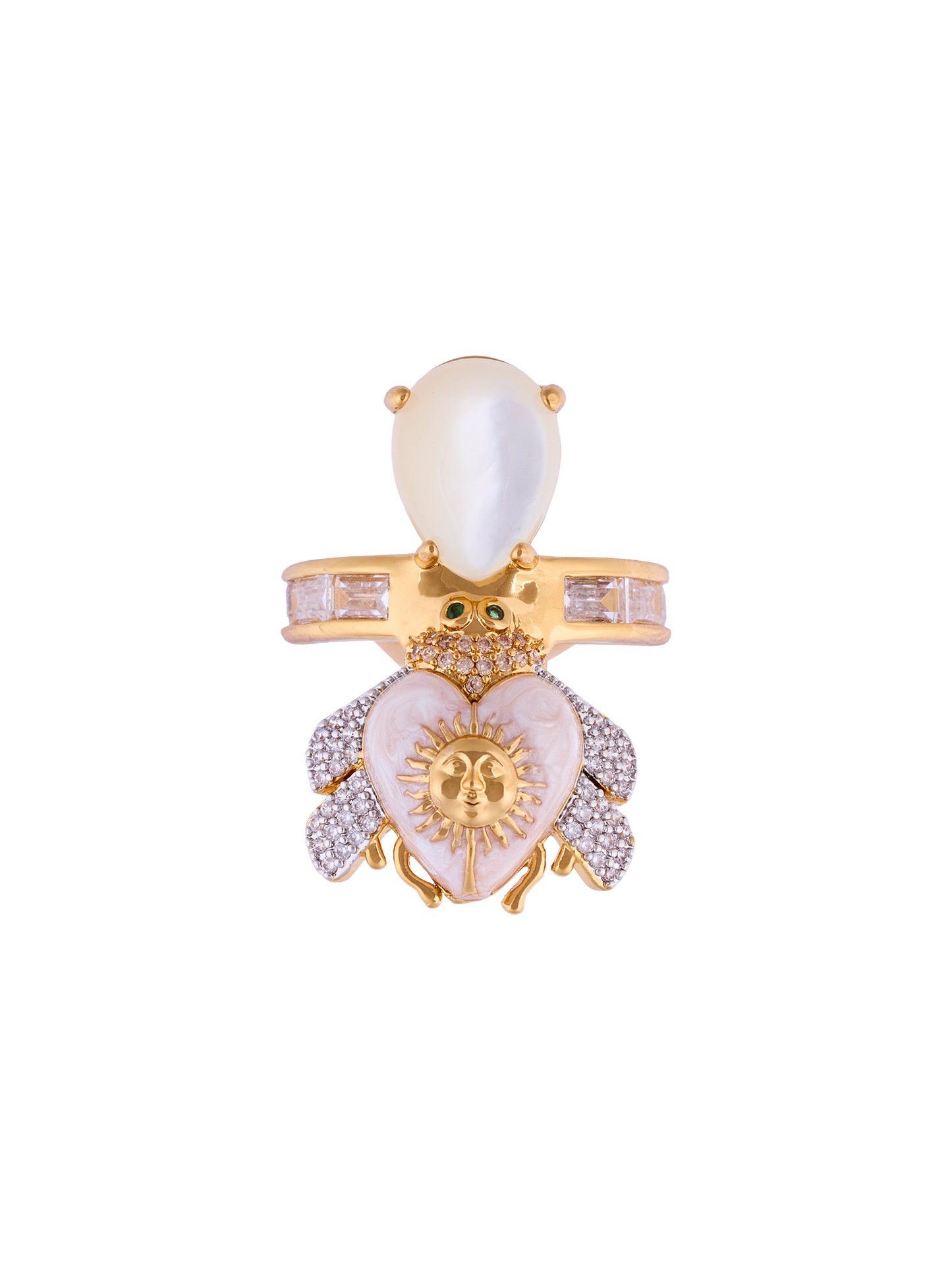 SUNSET NACRE BEE RING