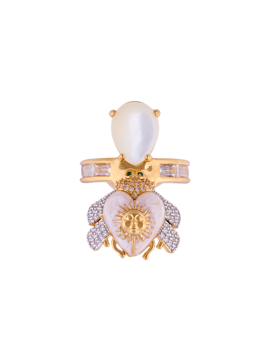 SUNSET NACRE BEE RING