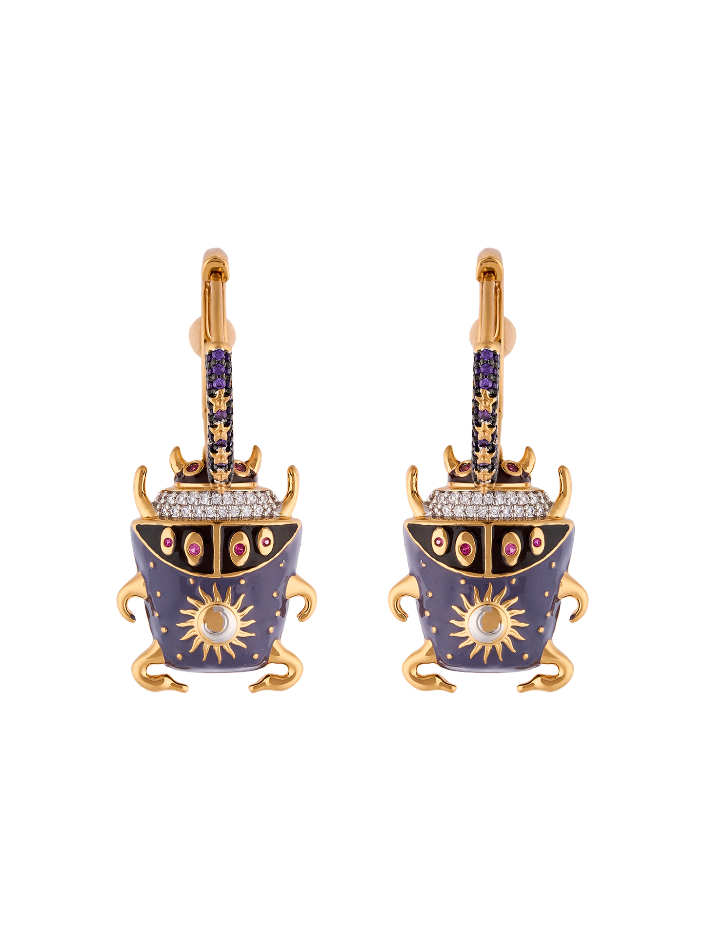 NOON PURPLE BEETLE HOOP EARRINGS