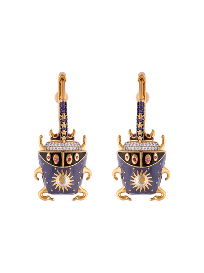 NOON PURPLE BEETLE HOOP EARRINGS