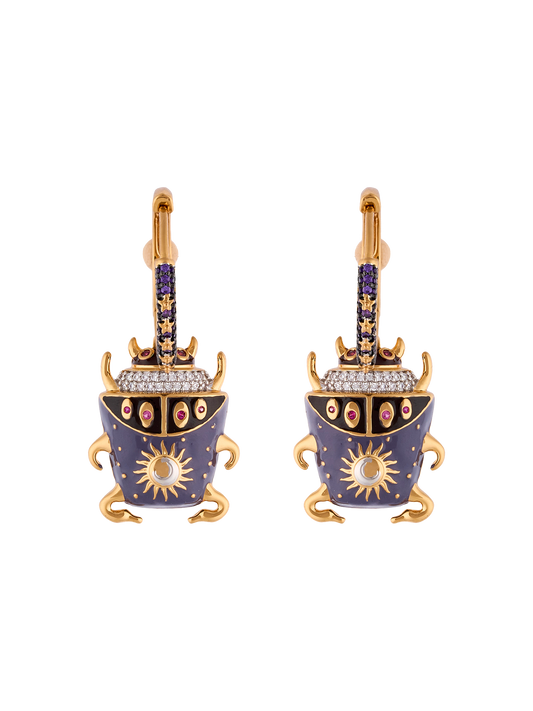 NOON PURPLE BEETLE HOOP EARRINGS