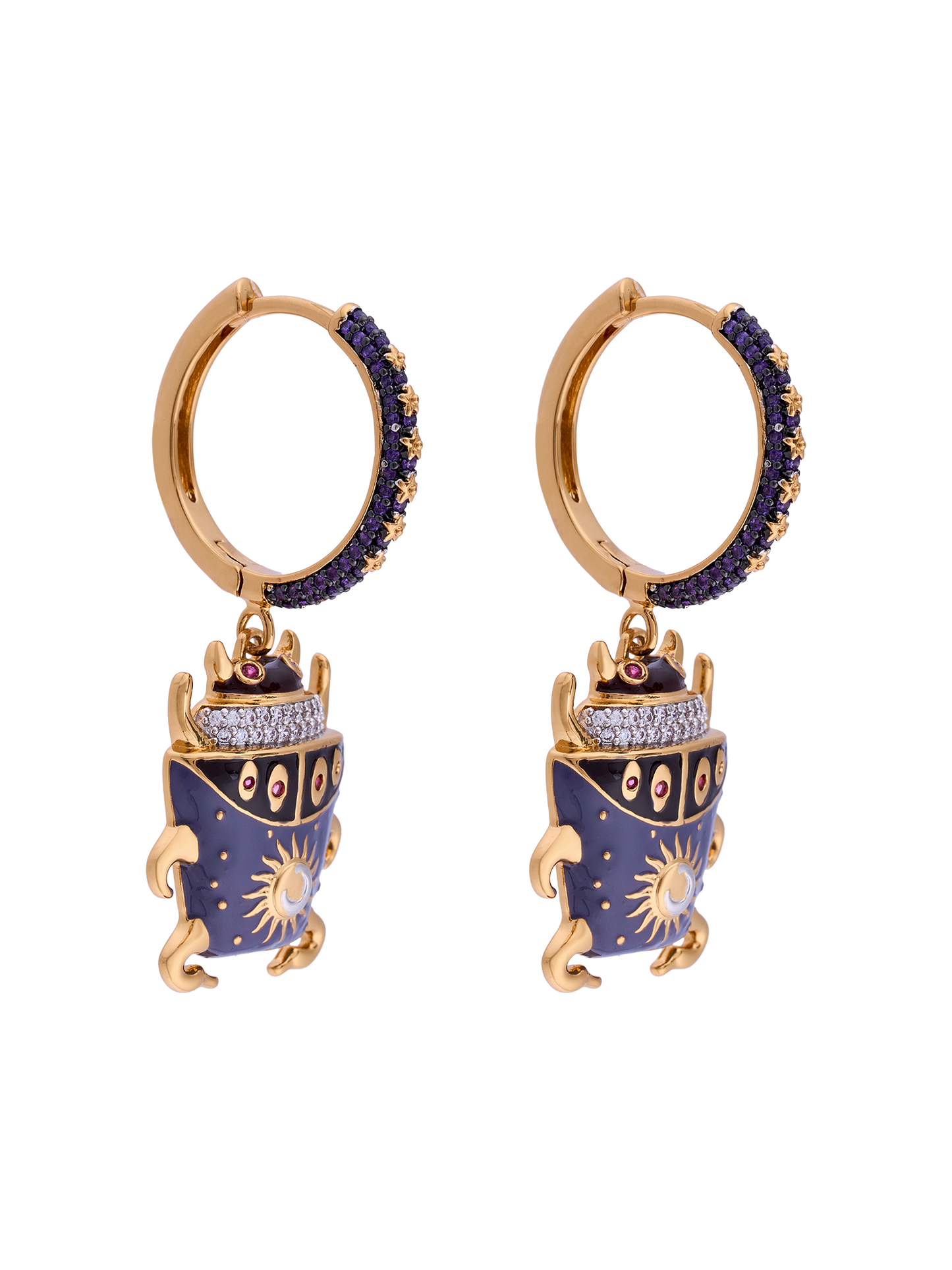 NOON PURPLE BEETLE HOOP EARRINGS