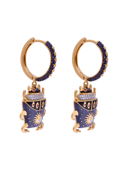 NOON PURPLE BEETLE HOOP EARRINGS