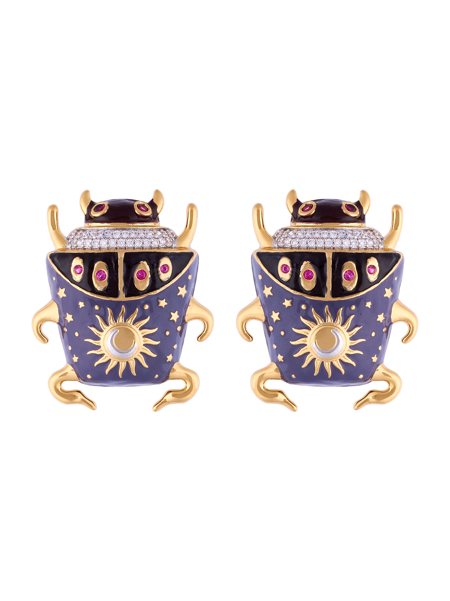 NOON PURPLE BEETLE STUD EARRINGS