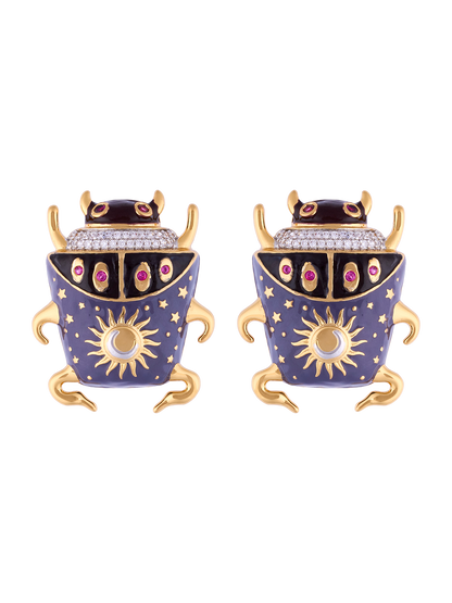 NOON PURPLE BEETLE STUD EARRINGS