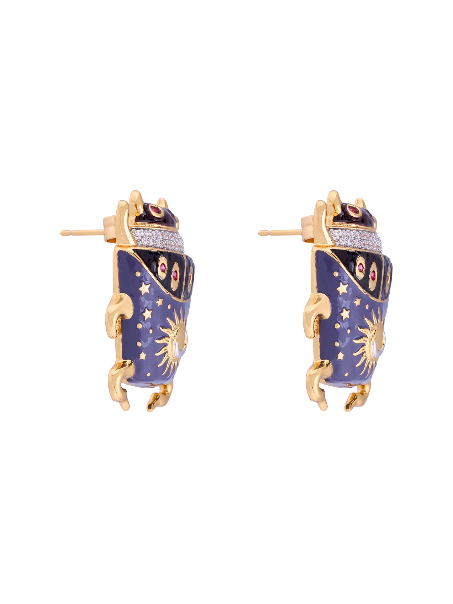 NOON PURPLE BEETLE STUD EARRINGS