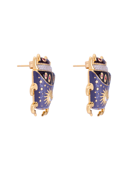 NOON PURPLE BEETLE STUD EARRINGS