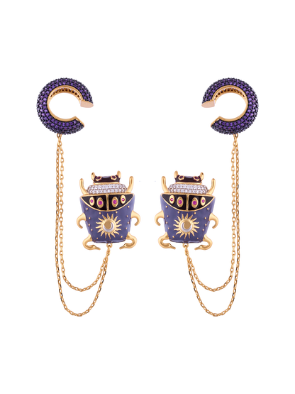 NOON PURPLE BEETLE EARCUFF