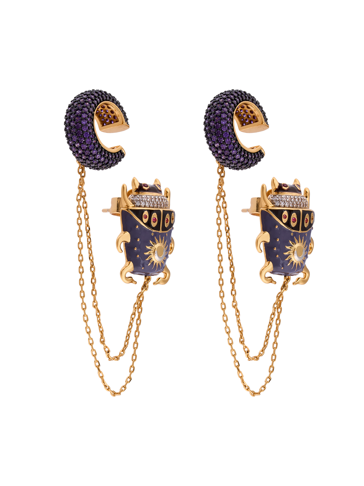 NOON PURPLE BEETLE EARCUFF