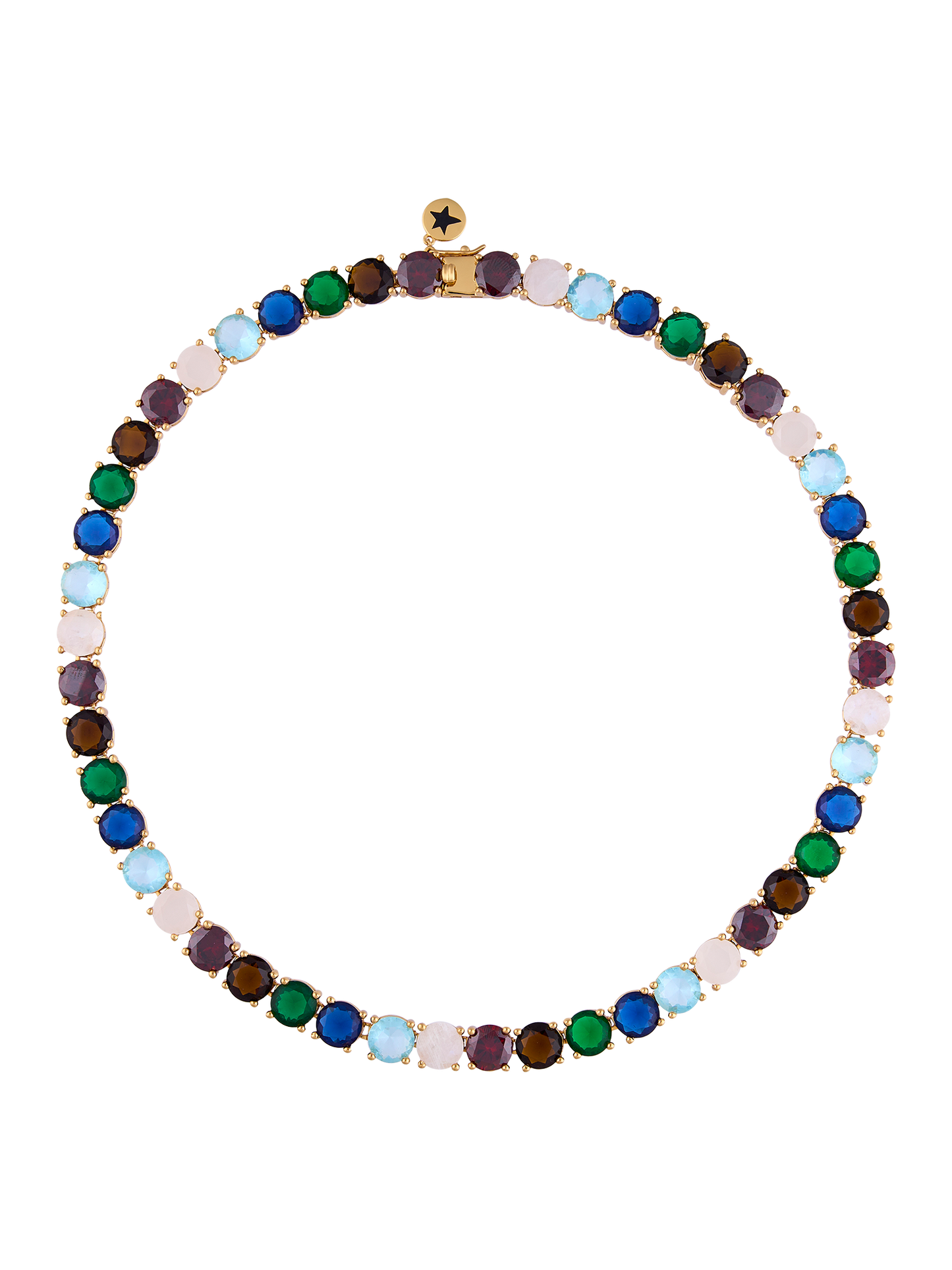 TENNIS 8MM MULTICOLOR GOLD NECKLACE