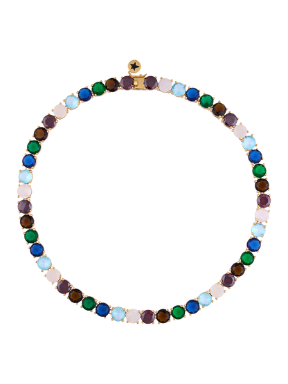 TENNIS 8MM MULTICOLOR GOLD NECKLACE