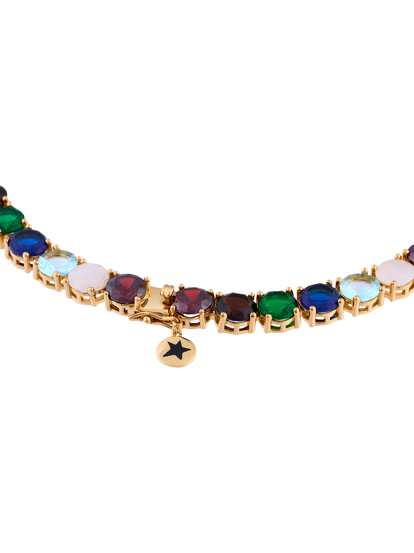 TENNIS 8MM MULTICOLOR GOLD NECKLACE