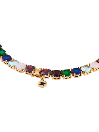 TENNIS 8MM MULTICOLOR GOLD NECKLACE