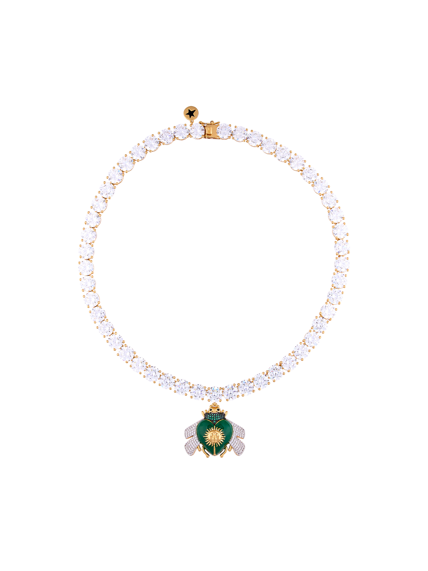 SUNSENT EMERALD BEE TENNIS CHAIN NECKLACE
