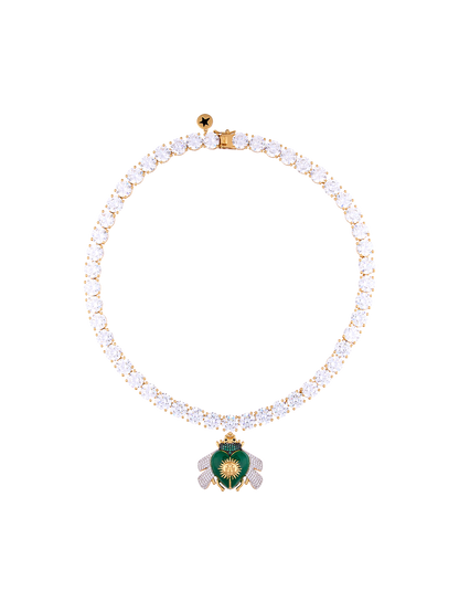 SUNSENT EMERALD BEE TENNIS CHAIN NECKLACE