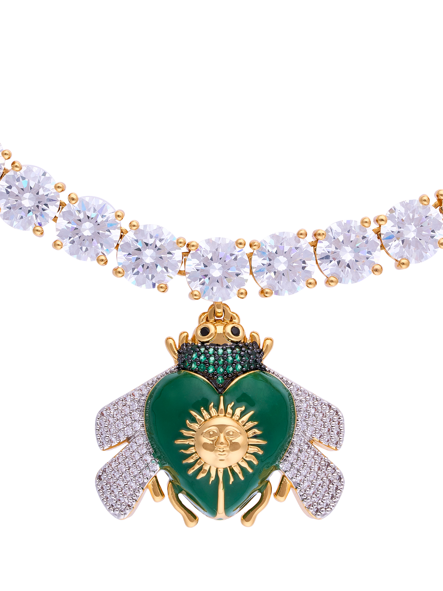 SUNSENT EMERALD BEE TENNIS CHAIN NECKLACE